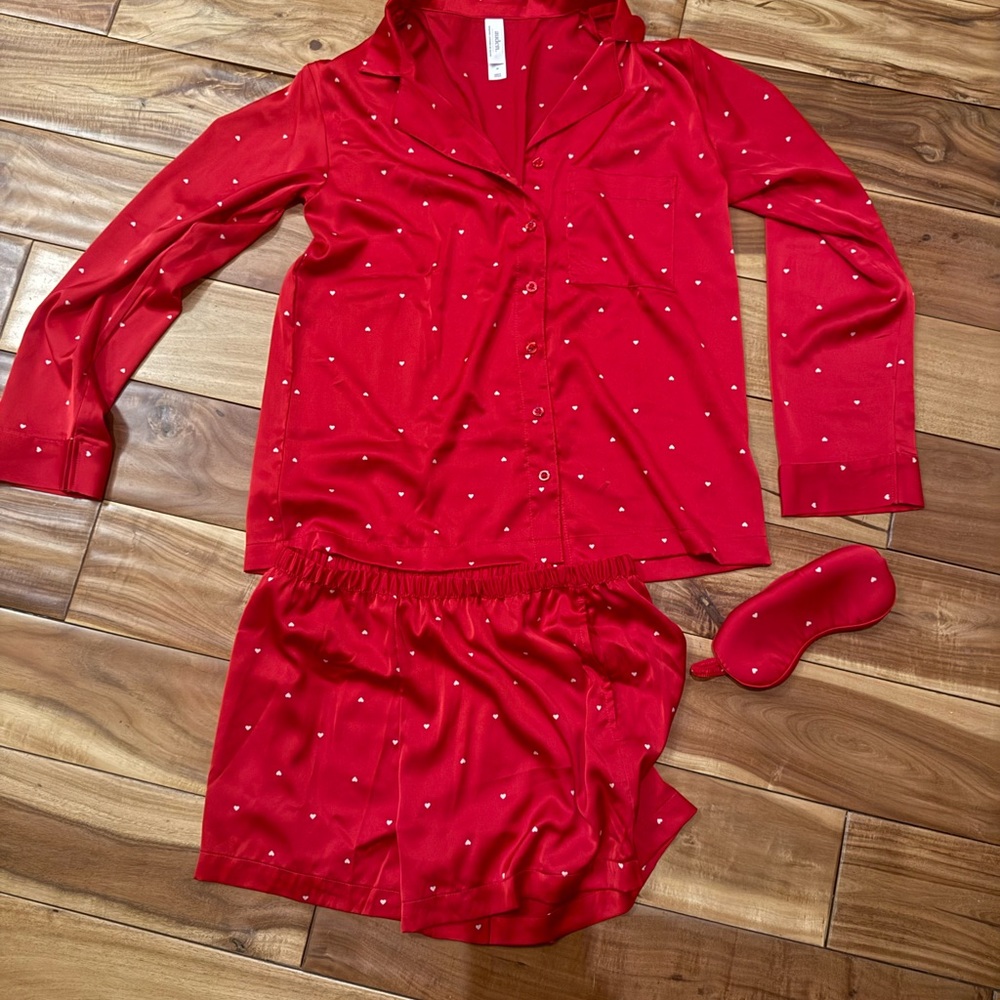 Auden Valentine Red Pajama Set with Eye Mask